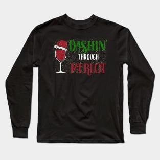 Dashing through Merlot | Xmas Christmas Wine Long Sleeve T-Shirt